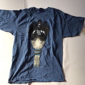 Warrior T Shirt Authentic Native American Design 100% Cotton Feather Fan Artist